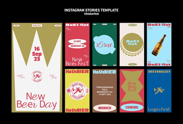 PSD gratuito historias de instagram de oktoberfest de diseño plano