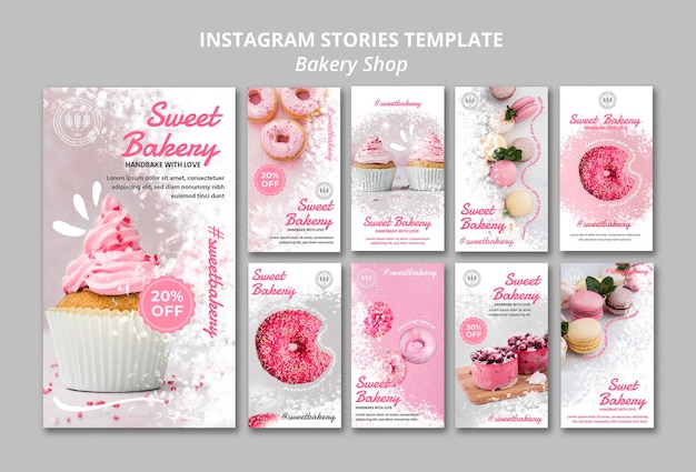 PSD gratuito historias de instagram de panadería