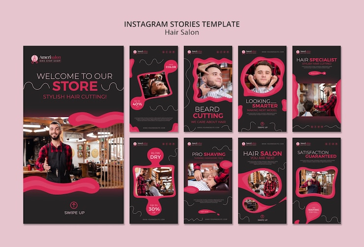 PSD gratuito historias de instagram para peluquería
