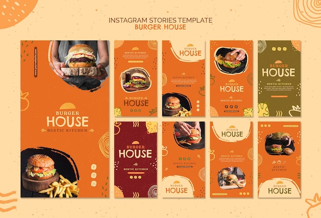 Historias de instagram de plantilla de burger house