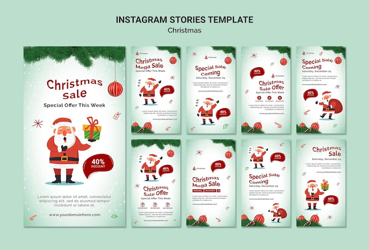 PSD gratuito historias de instagram de rebajas de navidad