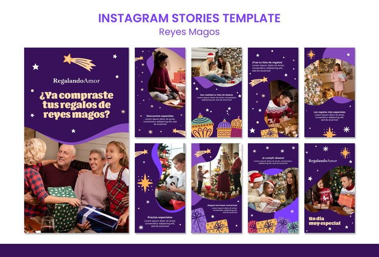 PSD gratuito las historias de instagram de los reyes magos.