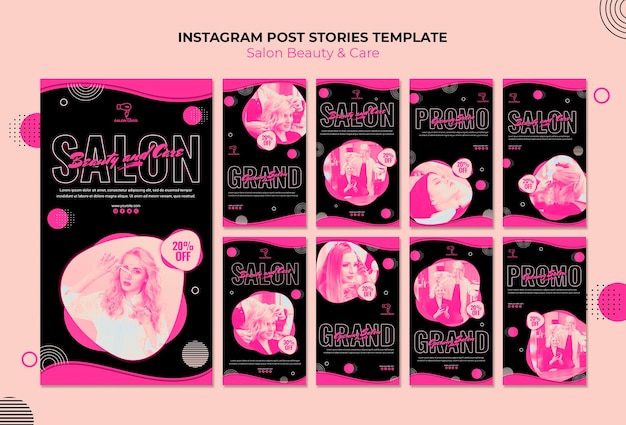 PSD gratuito historias de instagram de salón de belleza