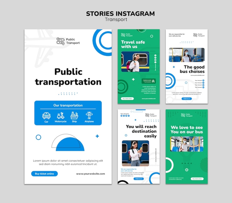 PSD gratuito historias de instagram del servicio de transporte.