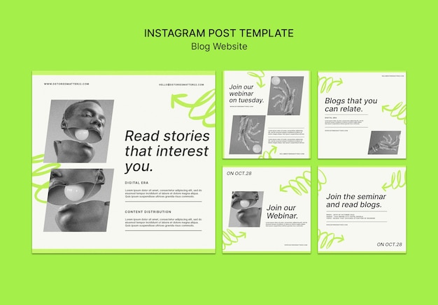 Historias de instagram del sitio web de blog mínimo