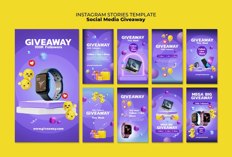 PSD gratuito historias de instagram del sorteo de redes sociales degradados