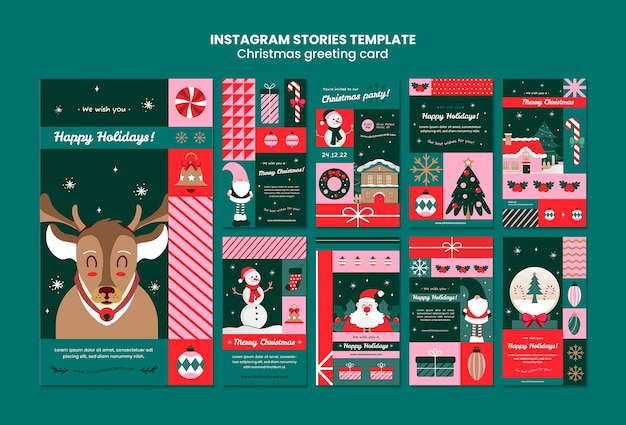 PSD gratuito historias de instagram de tarjetas de felicitación navideñas