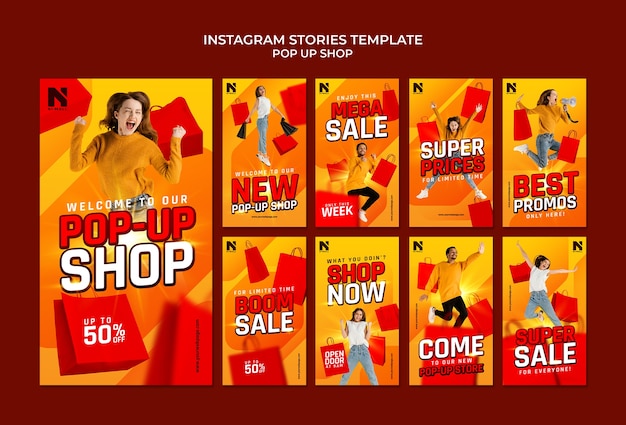 PSD gratuito historias de instagram de tienda emergente