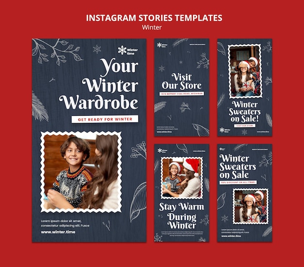 PSD gratuito historias de instagram de vestuario de invierno