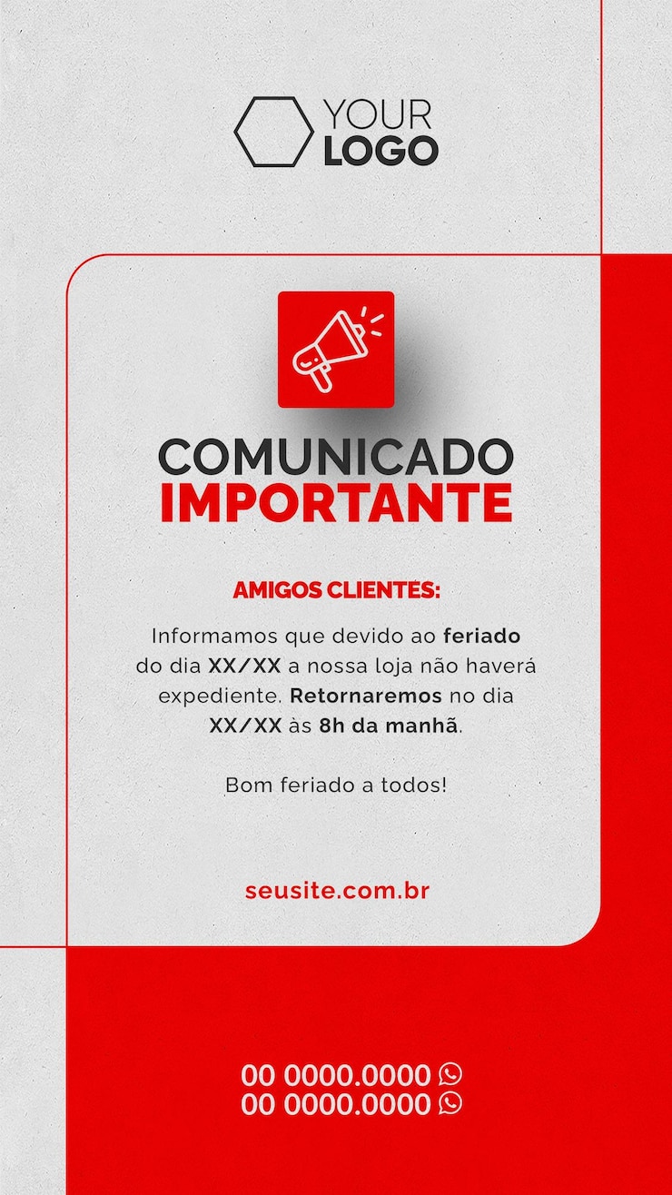 Historias en las redes sociales anuncio importante de negocios fondo blanco con rojo