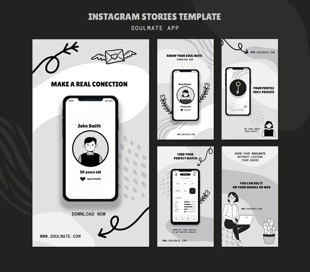 Historias de redes sociales de la aplicación Soulmate