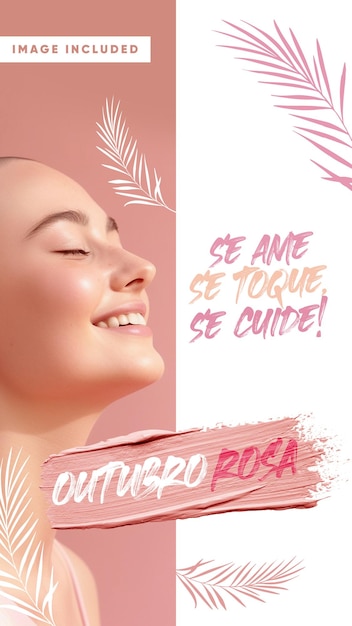 PSD gratuito historias en redes sociales campaña octubre rosa ámate a ti mismo