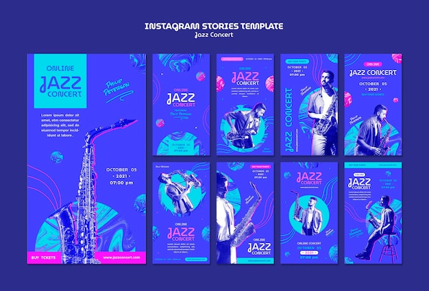 PSD gratuito historias de redes sociales de conciertos de jazz