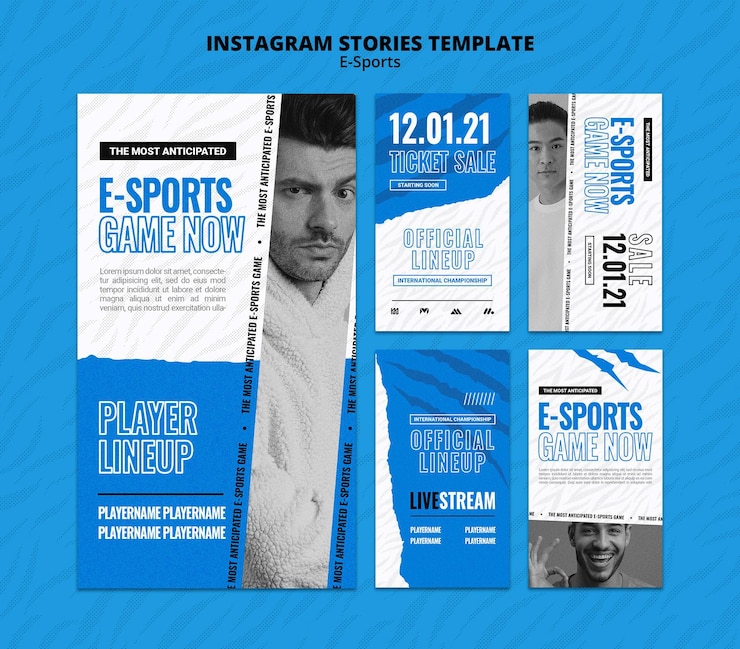 PSD gratuito historias de redes sociales de deportes electrónicos.