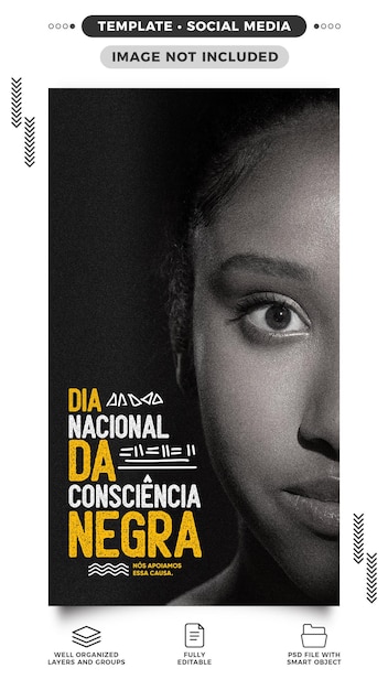 PSD gratuito historias de las redes sociales día nacional de la conciencia negra