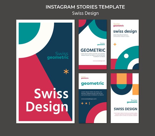 Historias de redes sociales de diseño suizo