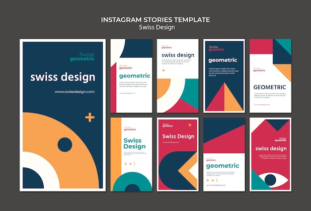 Historias de redes sociales de diseño suizo