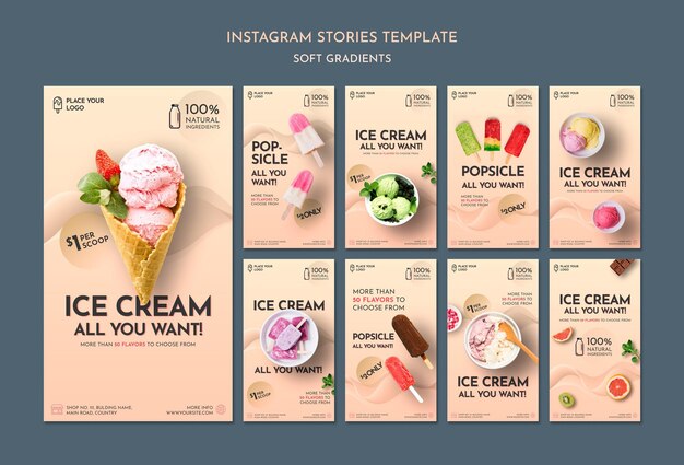 Historias de redes sociales de helado de gradiente suave