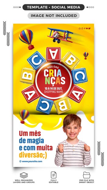 Historias de redes sociales Mes de los niños Diversión de compras