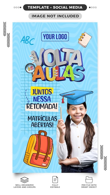 PSD gratuito historias de redes sociales regreso a la escuela juntos en esta reanudación