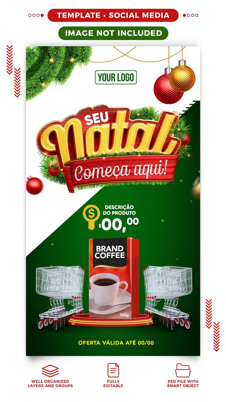PSD gratuito historias de redes sociales tu navidad comienza aquí para supermercados