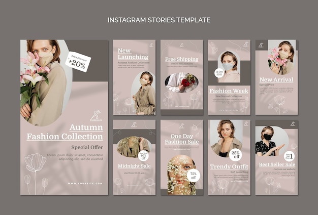 PSD gratuito historias de redes sociales de ventas de moda