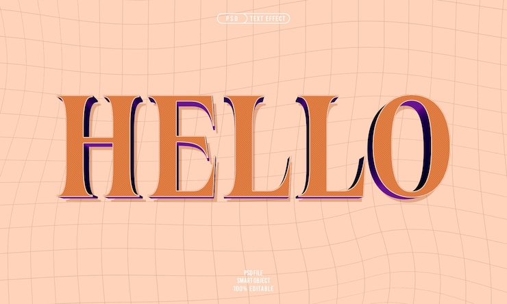 PSD gratuito hola efecto de texto editable 3d