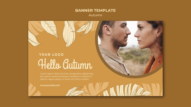 PSD gratuito hola otoño y plantilla web de banner de pareja