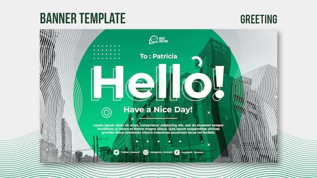 Hola plantilla de banner de mensaje
