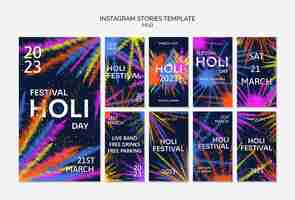 PSD gratuito holi festival celebración historias de instagram