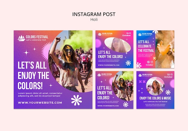 PSD gratuito holi festival celebración publicaciones de instagram