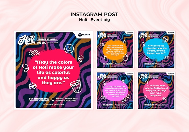 PSD gratuito holi festival instagram posts
