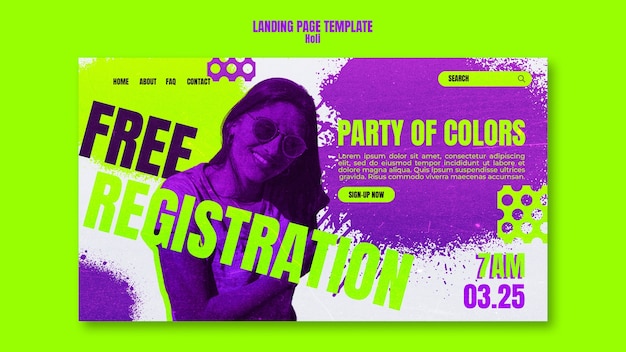 Gratis PSD holi festival sjabloonontwerp