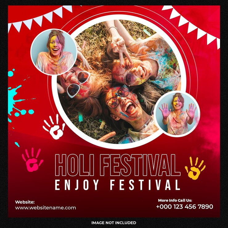 PSD gratuito holi festival social media post template design