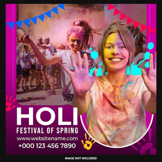 Gratis PSD holi festival sociale media post sjabloonontwerp