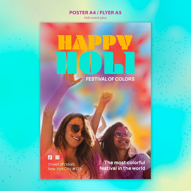 Gratis PSD holi festival viering poster sjabloon