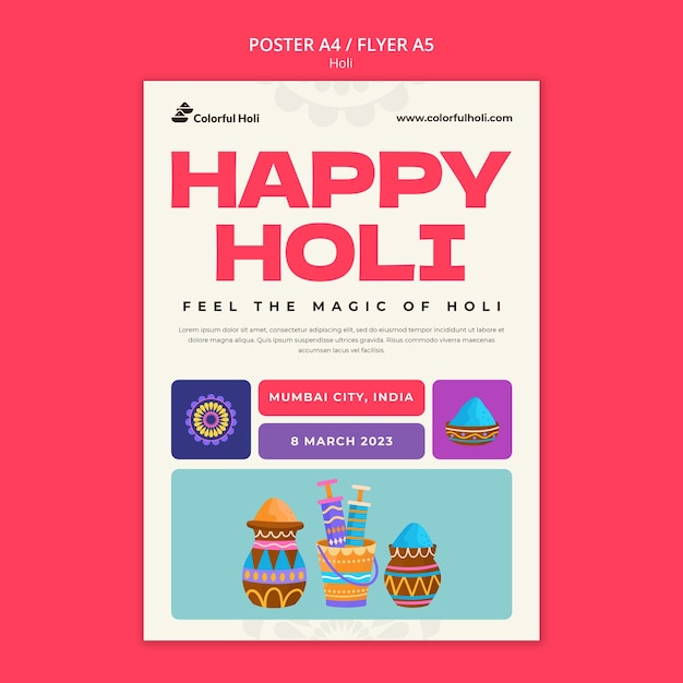 Holi festival viering poster sjabloon