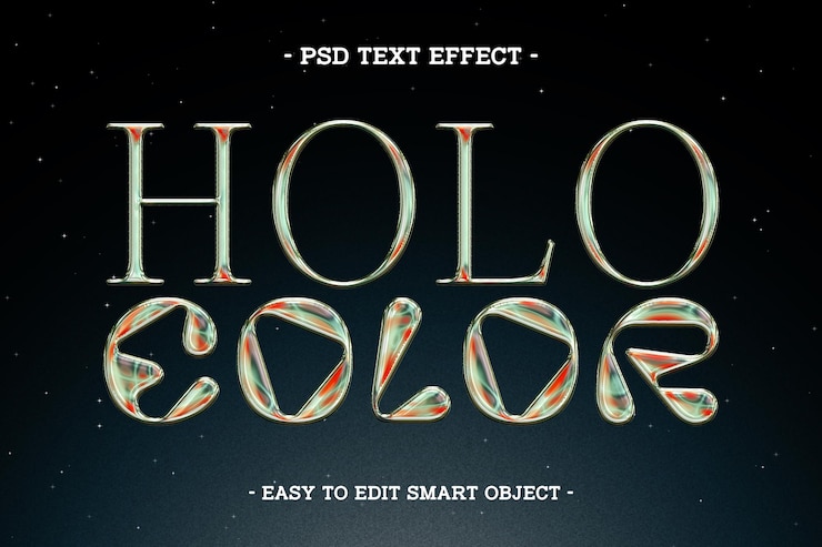 Gratis PSD holo-kleurchroom metaalteksteffect