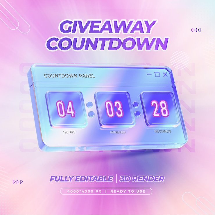 PSD Gratis holographic giveaway countdown social media design template