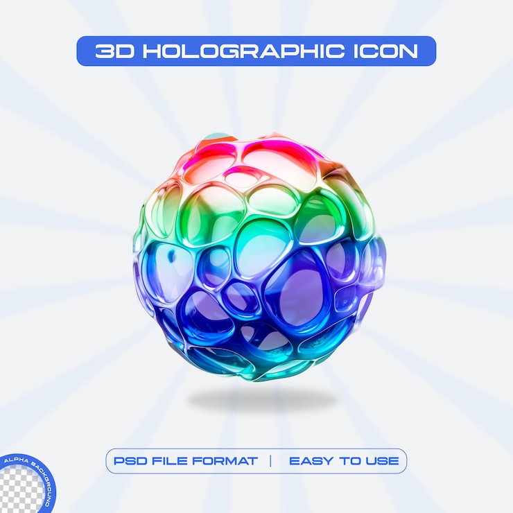 PSD Gratis holographic glass torus 3d render illustration