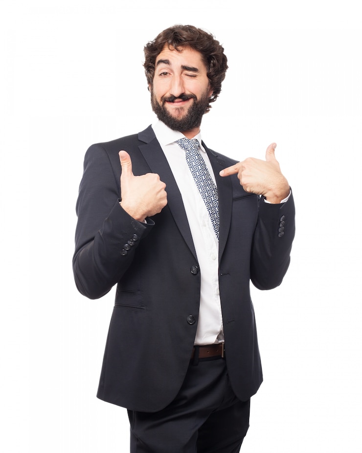 PSD gratuito hombre elegante señalándose a si mismo