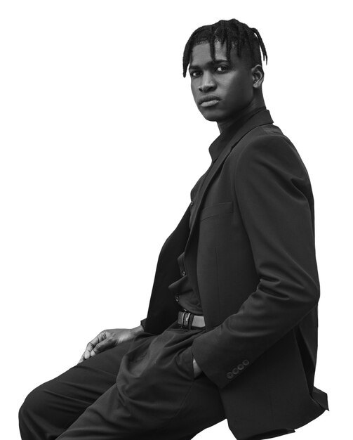 Hombre negro con traje aislado