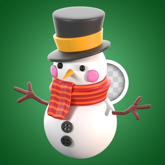 Hombre de nieve con pañuelo ilustración 3D
