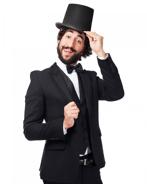 Hombre saludando con su sombrero