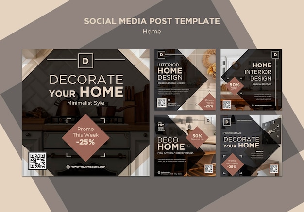 Gratis PSD home deco verkoop social media posts