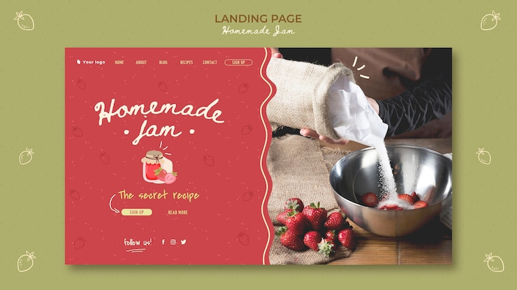 PSD Gratis homemade jam landing page template