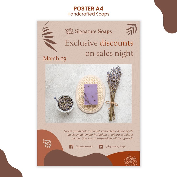 PSD Gratis homemade soap poster template