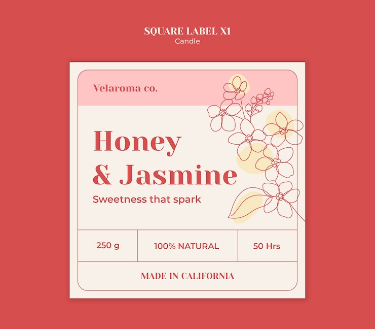 PSD Gratis honey and jasmine candle label