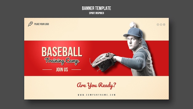 Gratis PSD honkbal training horizontale banner sjabloon