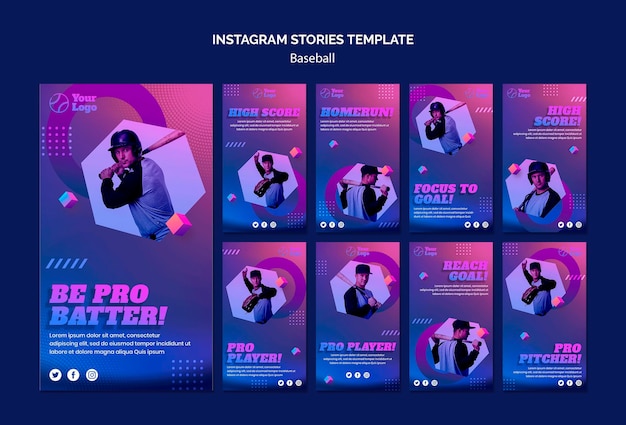 Gratis PSD honkbal training instagram verhalen sjabloon